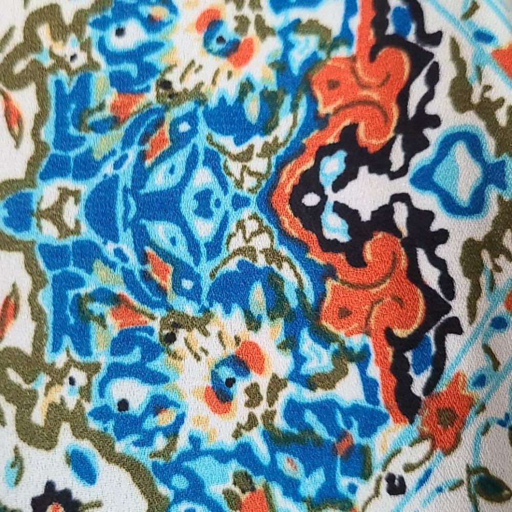 Women's Blue and Red Long Sleeve Blouse - Picture 3 of 6